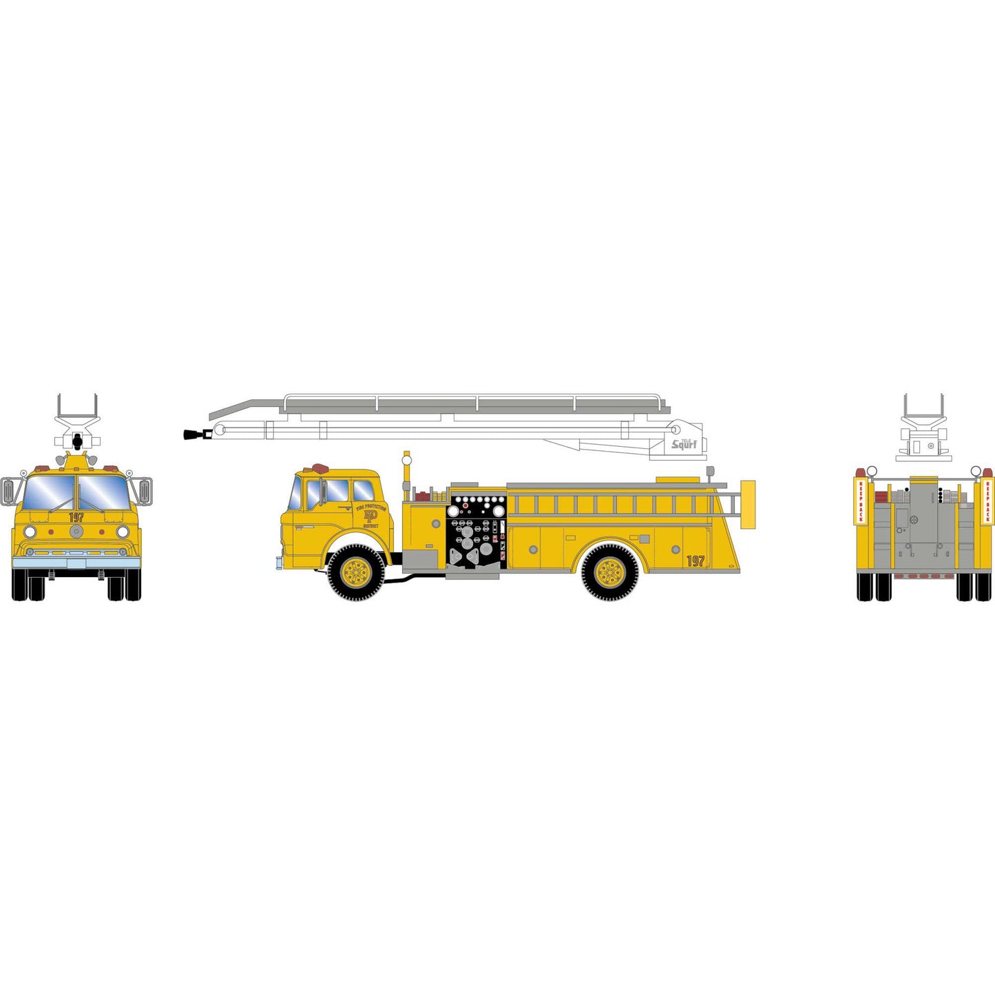 HO AT&SF Ford C Fire Truck TeleSqurt (ATH-2269)