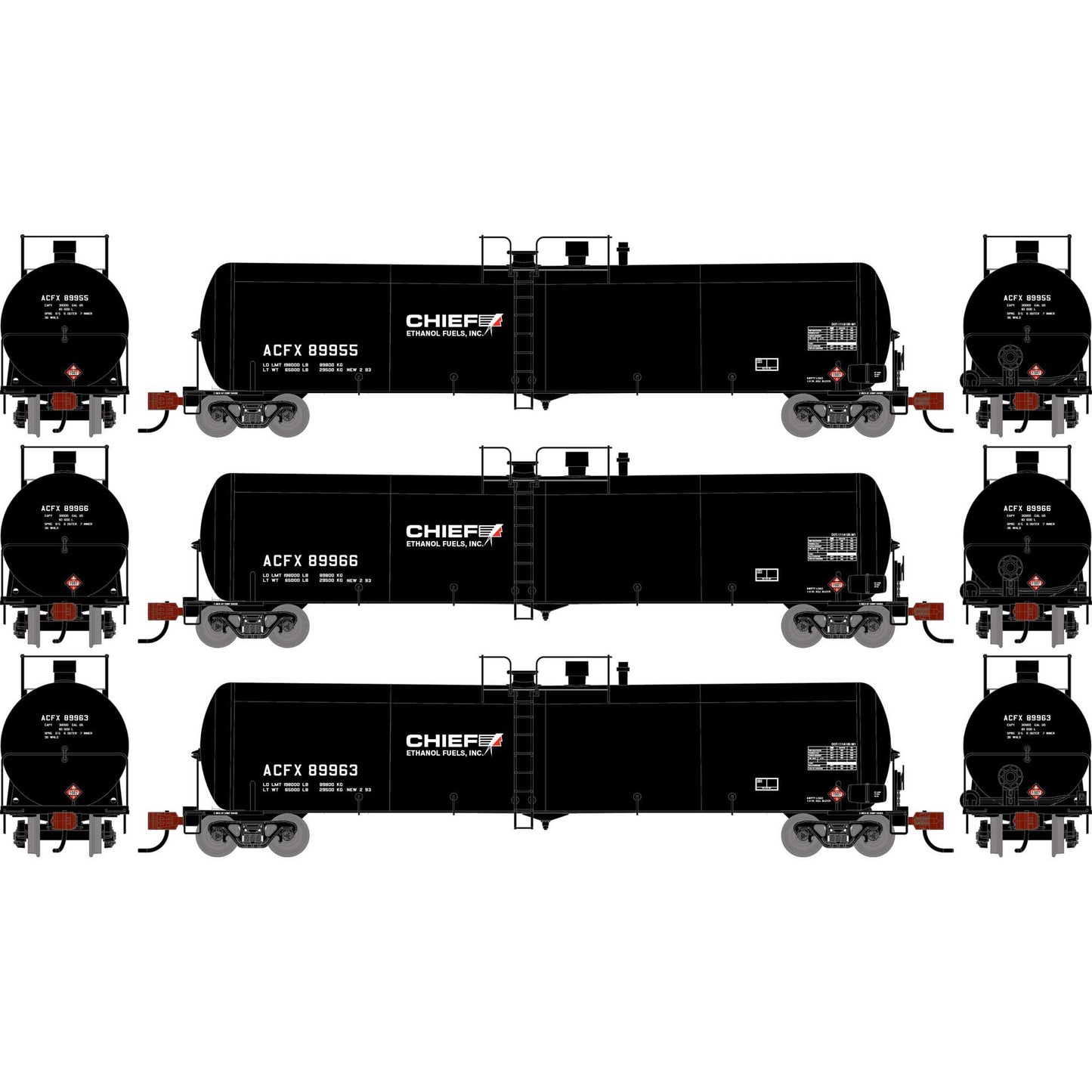 N ATH 30K Ethanol Tank Car ACFX 89963 89966 89955 (ATH-2428)