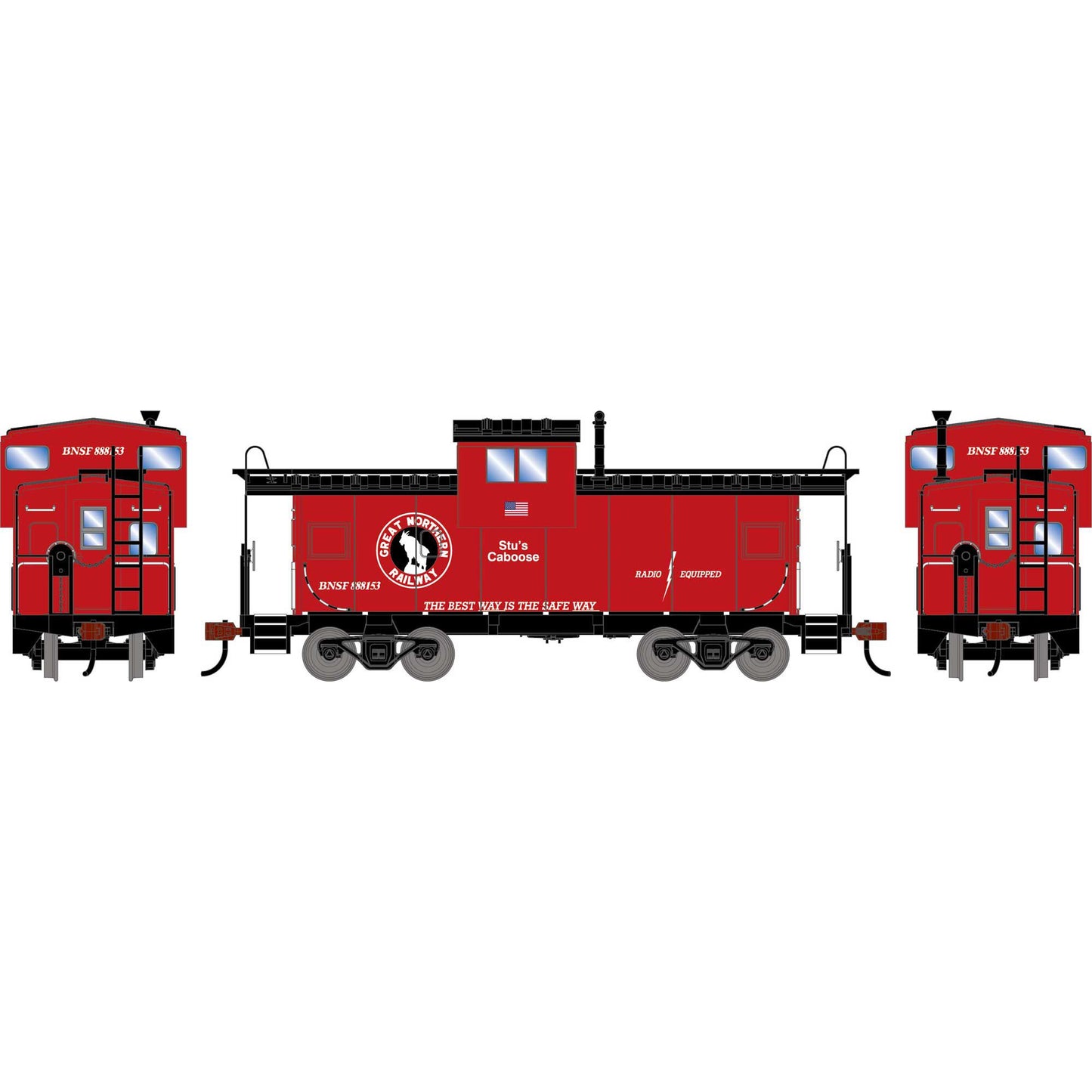 HO ATHEARN Wide-Vision Caboose BNSF/GN #888153 (ATH-2436)
