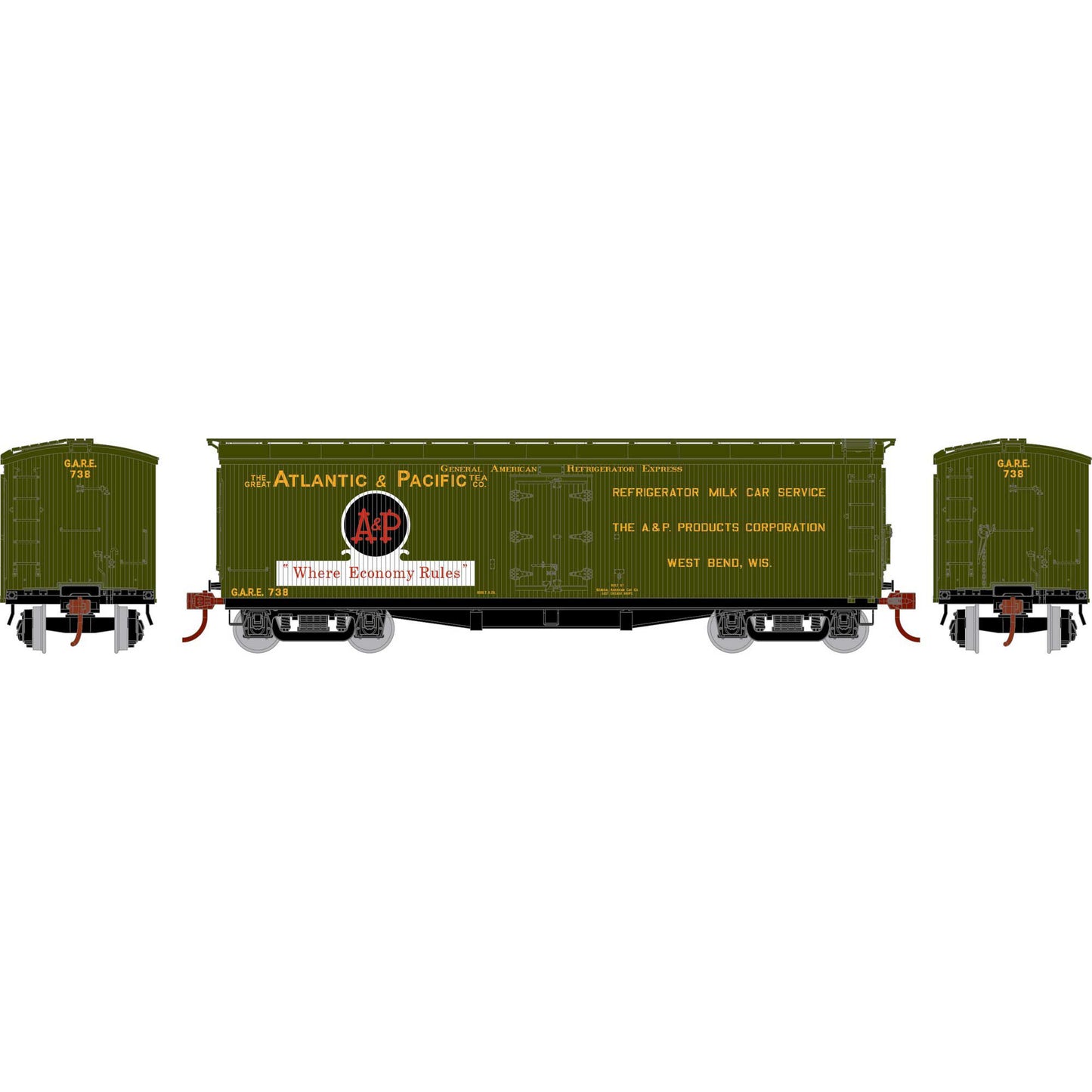 N ATH 40' Pfaudler Wood Milk Car Atlantic & Pacific #738 (ATH-2472)
