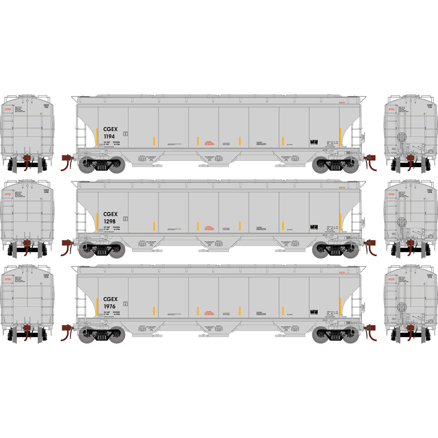 HO GEN Trinity 5161 Covered Hopper CGEX #1194/1298/1976 (ATHG-1078)