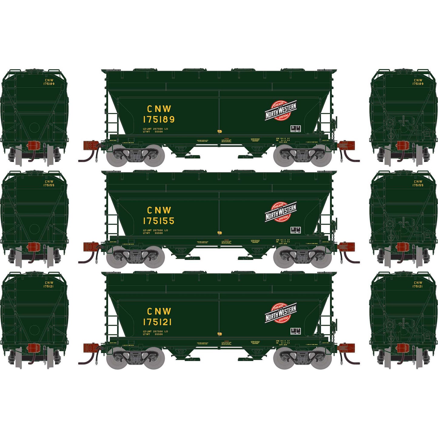 N ACF 2970 Covered Hopper CNW #175121/175155/175189 (ATHG-1283)