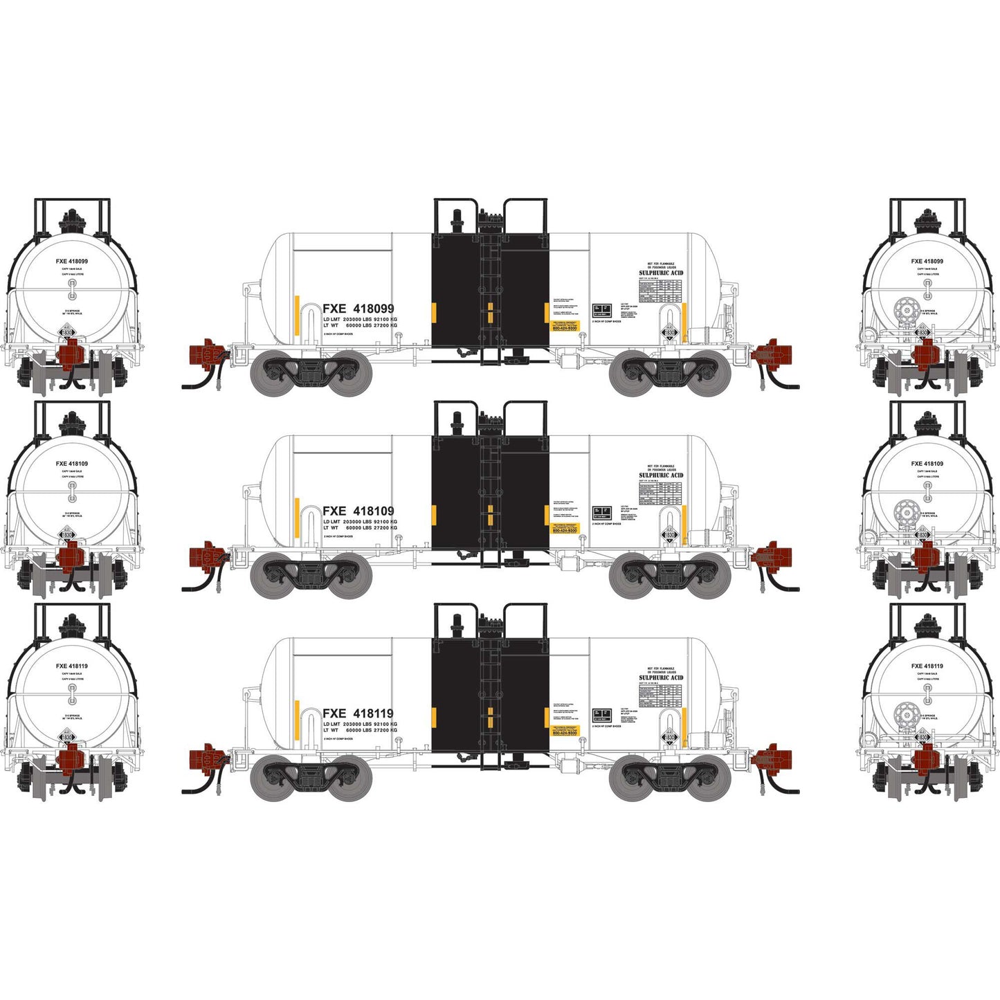 N 13K Gallon Acid Tank Car FXE #418099/418109/418119 (ATHG-1479)