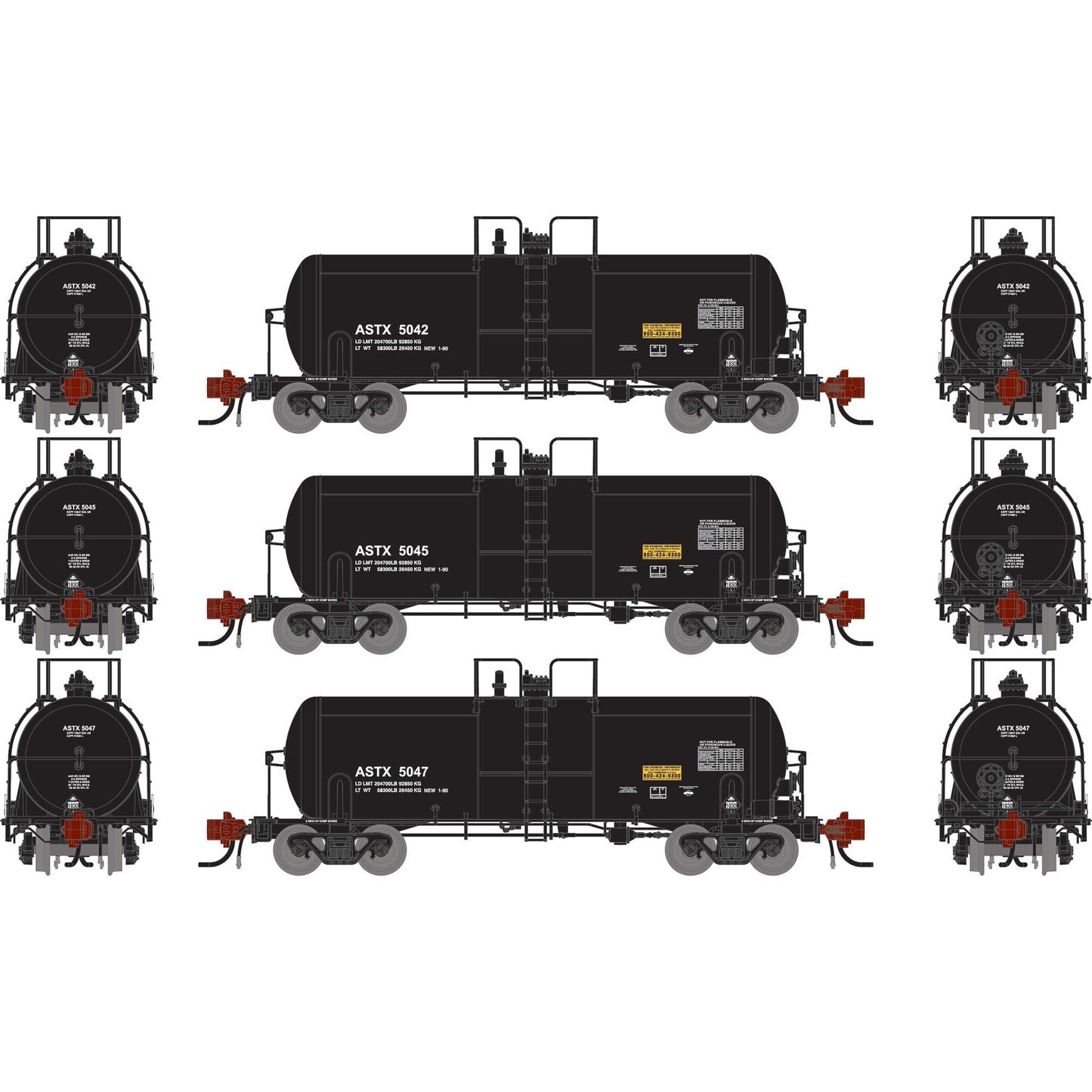 N 13K Gallon Acid Tank Car ASTX #5042/5045/5047 (ATHG-1487)