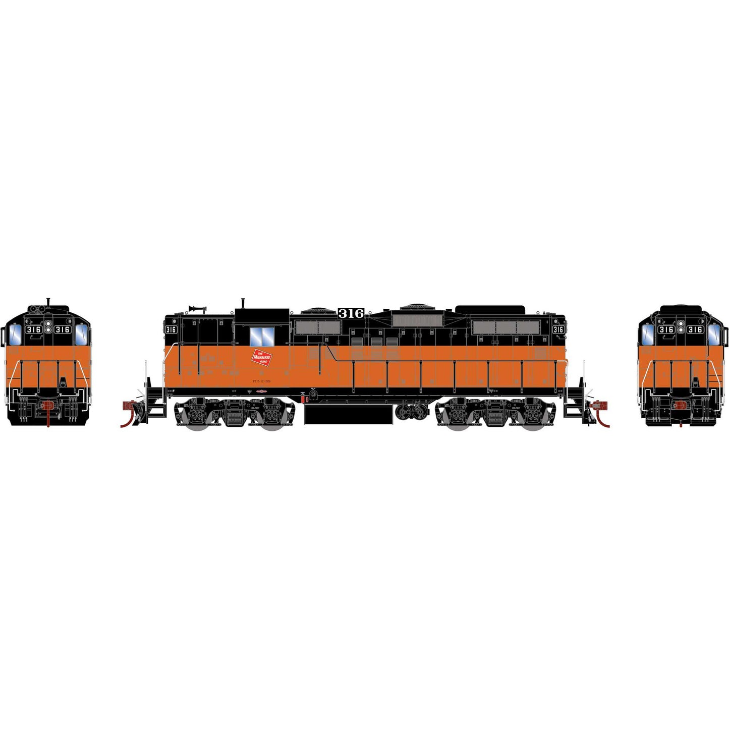 HO GP9 Locomotive with DCC and Sound, MILW #316 (ATHG82373)