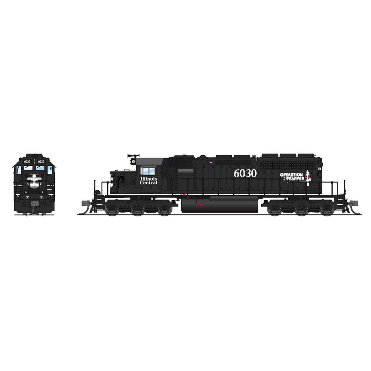 EMD SD40-2 Locomotive IC 6030 Black OP Lifesaver with Paragon4 (BLI7961)