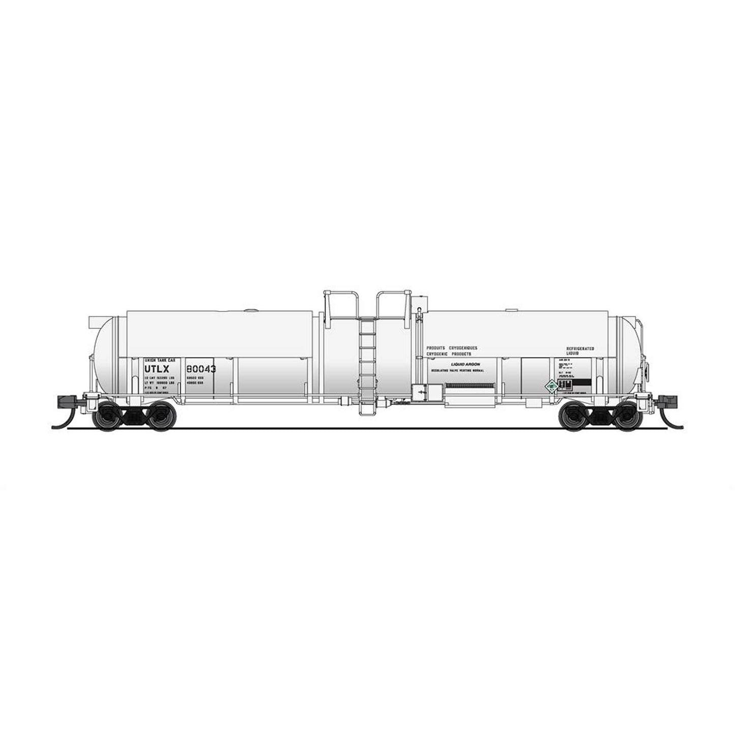 N Cryogenic Tank Car UTLX White (2-Pack) (BLI8147)