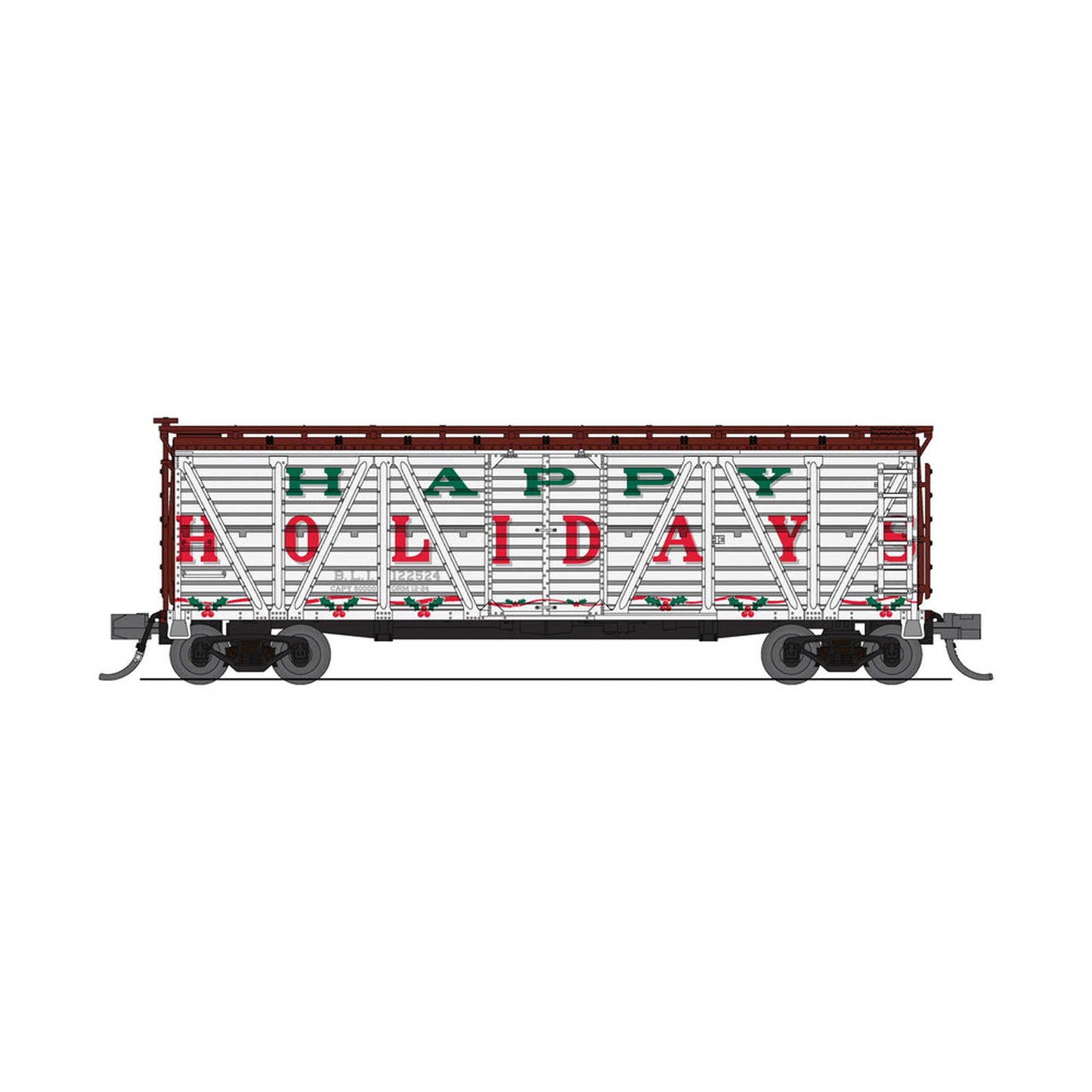 N 40' Wood Stock Car with Happy Holidays Sounds (BLI8475)
