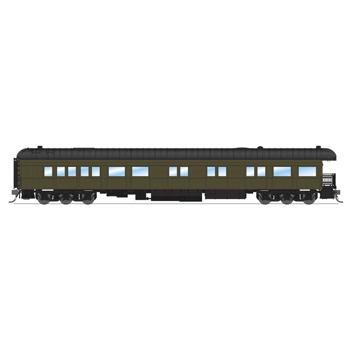 HO Scale Unlettered Business Car Pullman Green with Balloon Roof (BLI8961)