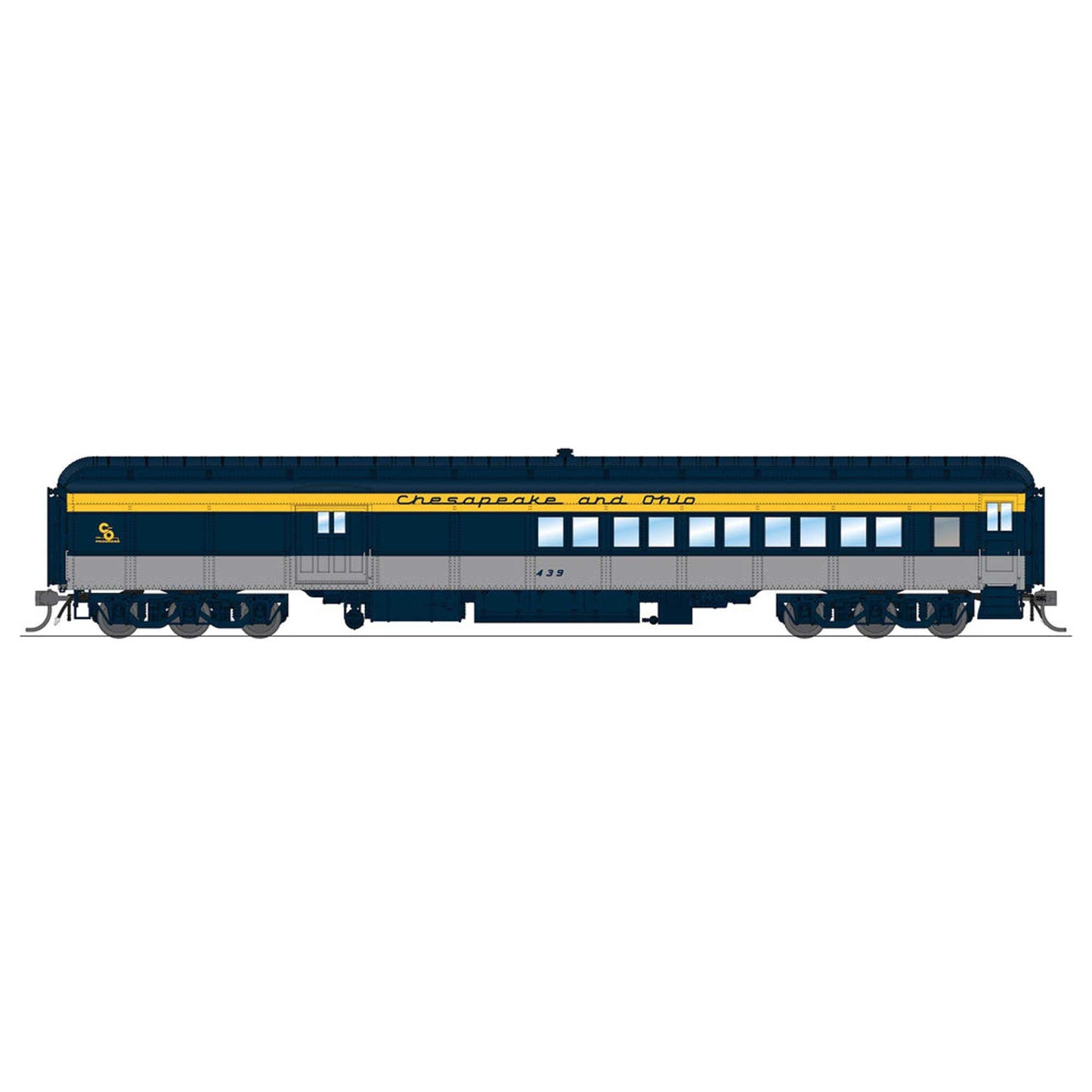 HO Scale C&O Coach-Baggage Combine #439 with Tri-Color Paint (BLI9114)
