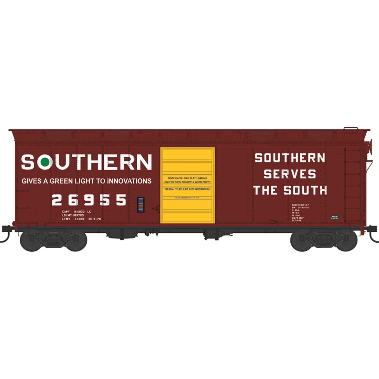 HO 40ft Boxcar SOU with Hatches Model (BOW43175)