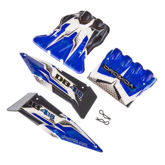 DB4.18 Brushless Body with Blue and White Decals (DIDC1098)