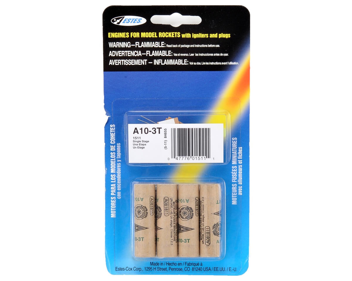 A10-3T 13mm Engines for Model Rockets (4) (EST10015)