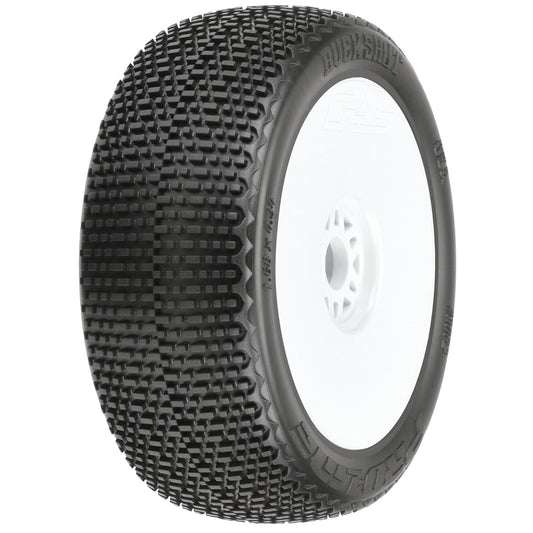 1/8 Buck Shot S3 Front/Rear Buggy Tires Mounted on White Wheels (PRO9062233)