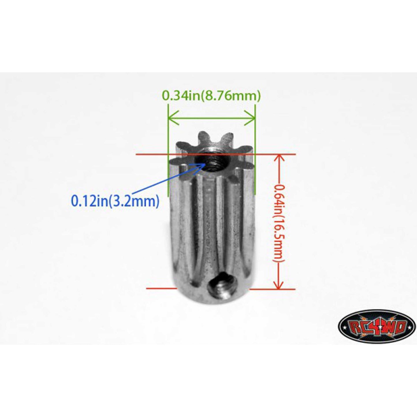 9 Tooth .8 Mod Hardened Steel Long Pinion Gear (RC4ZG0033)