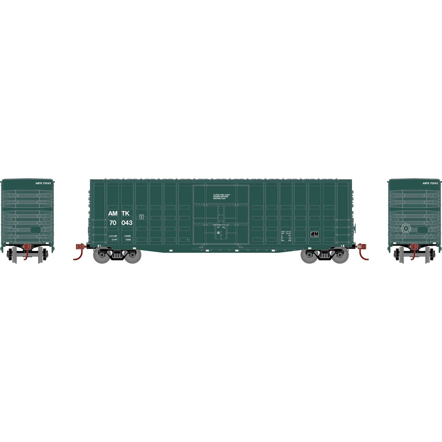 HO 50' Waffle High Cube Box Car Amtrak Green (RND-1305)