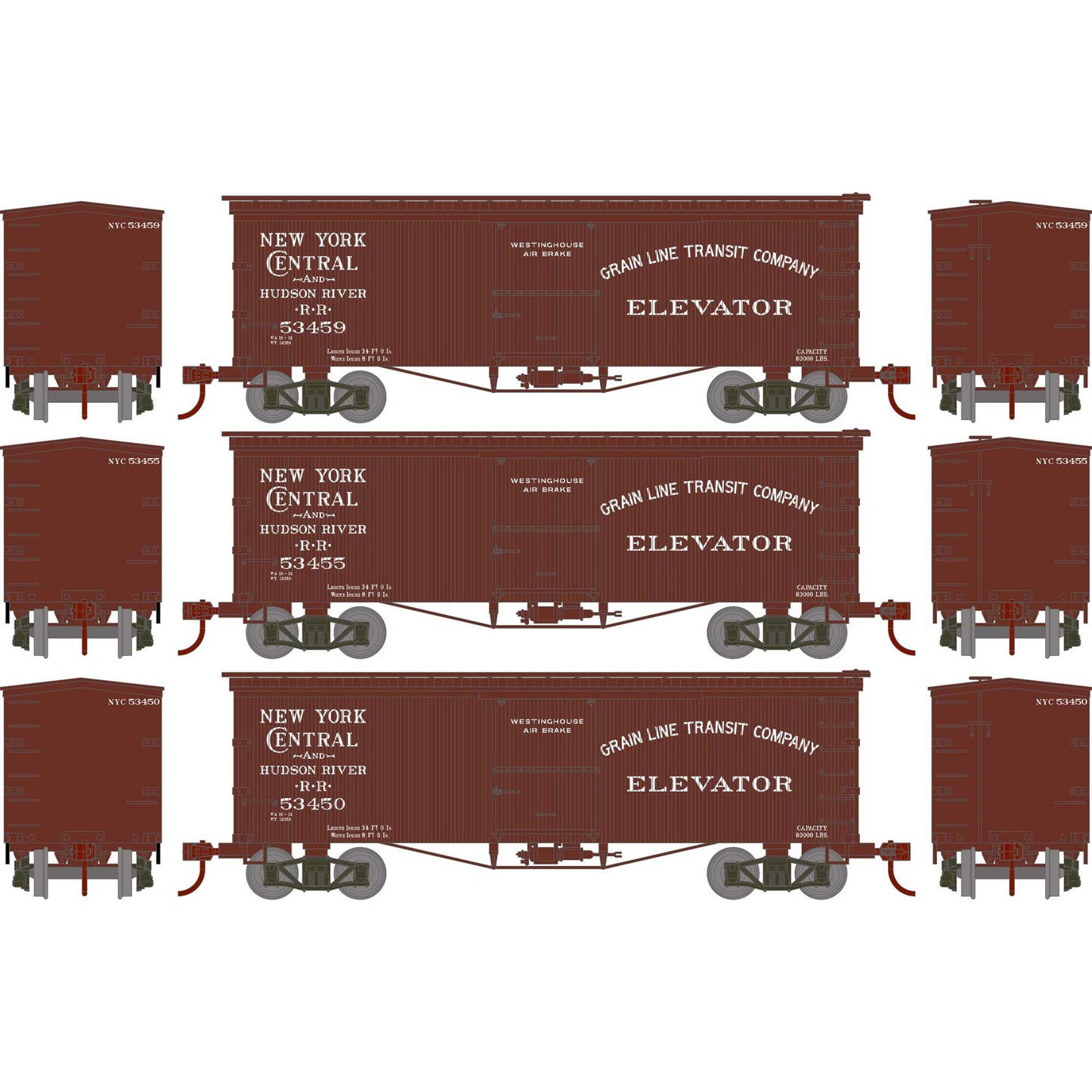 HO Roundhouse 36' Old Time Box Car NYC #53450/53455/53459 (RND-2348)
