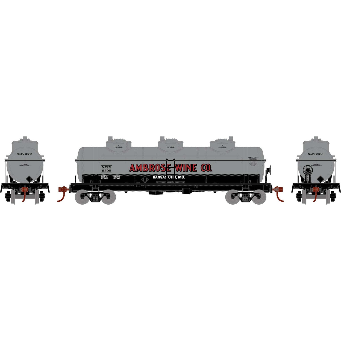 HO 3-Dome Tank NATX #6309 Plastic Model Car (RND3188)