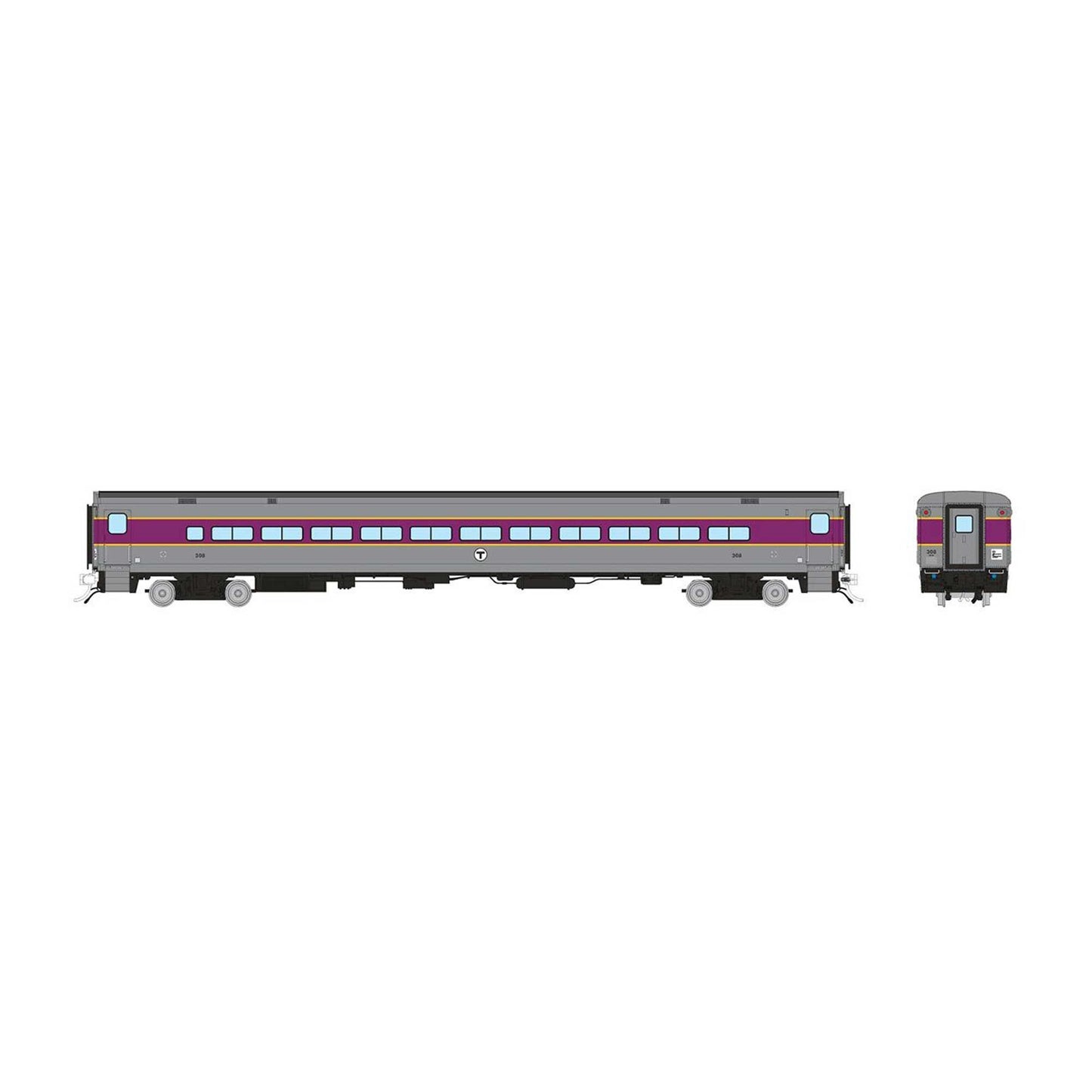 HO Comet Car MBTA As Delivered Coach #308 (RPI128544)