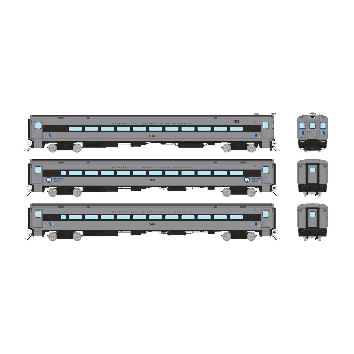 HO Comet Car MNCR West of Hudson Set #1 with Cab 5175 and Coaches 5986 5990 (RPI128552)