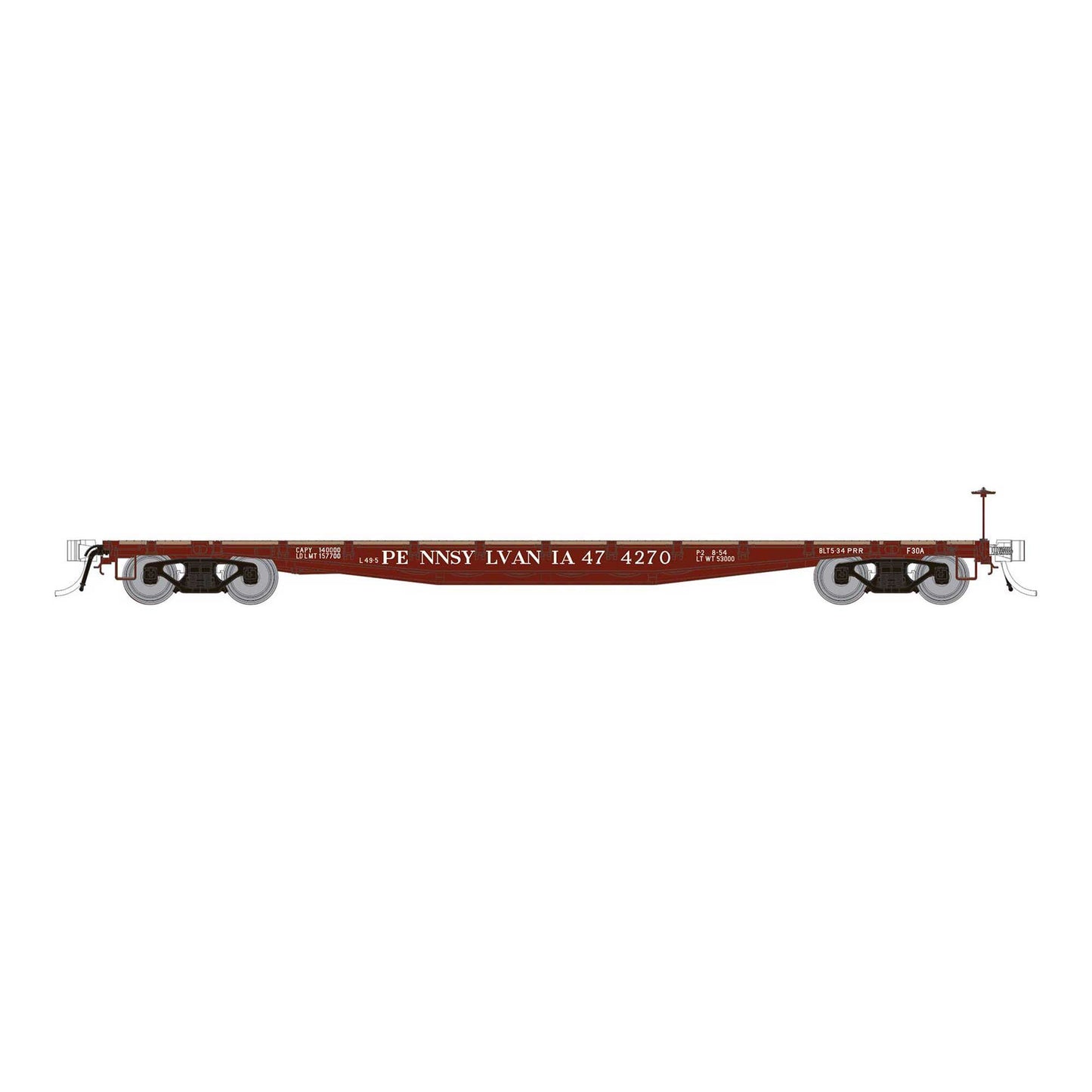 HO F30A 50 Flat Car Pennsylvania Railroad 1950s Era (RPI138012A)