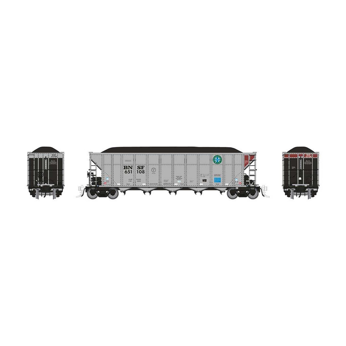 HO AutoFlood III Coal Hopper BNSF Circle Cross 6-Pack (RPI169042)