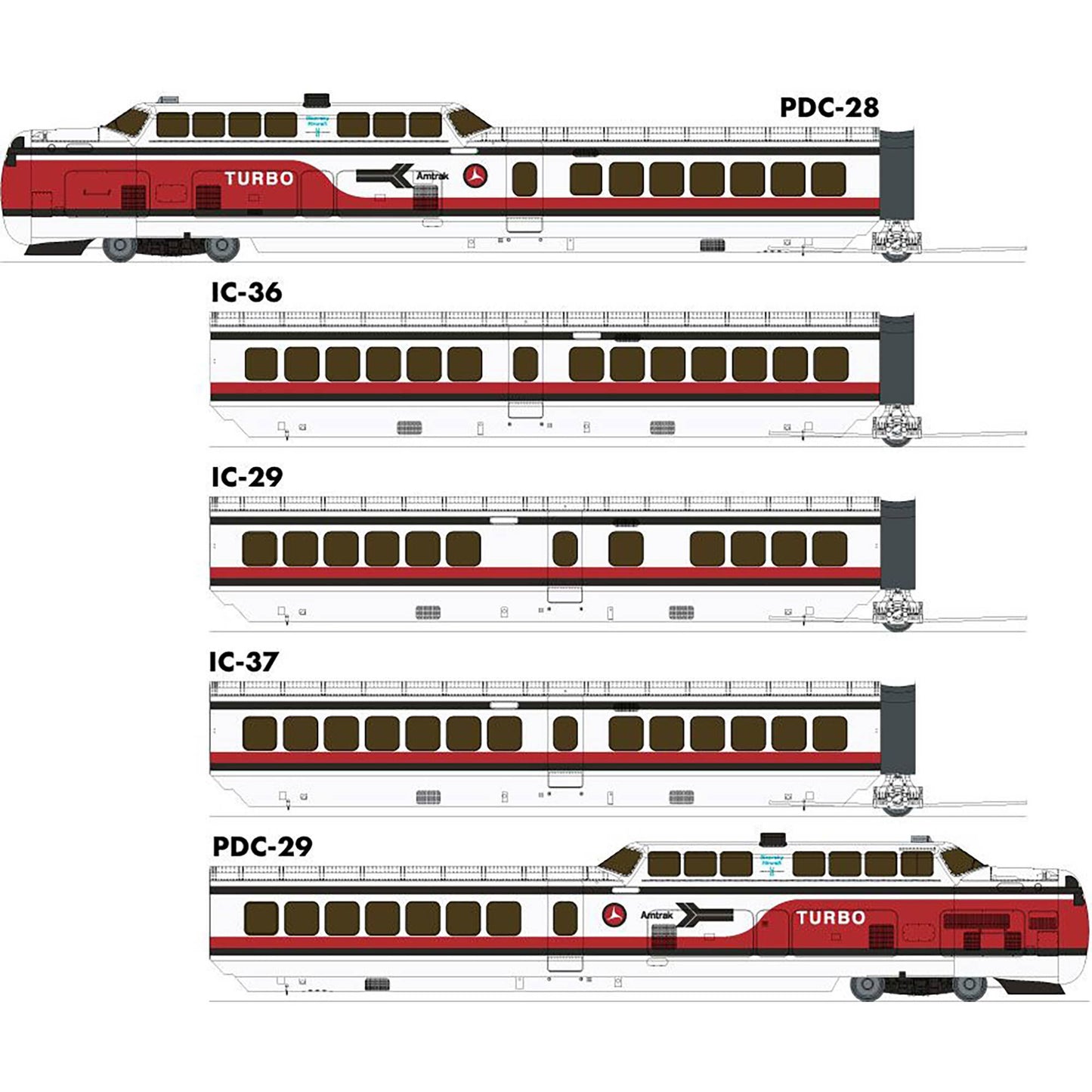 HO UAC TurboTrain DC/DCC/Sound Early AMTK Set (RPI203503)
