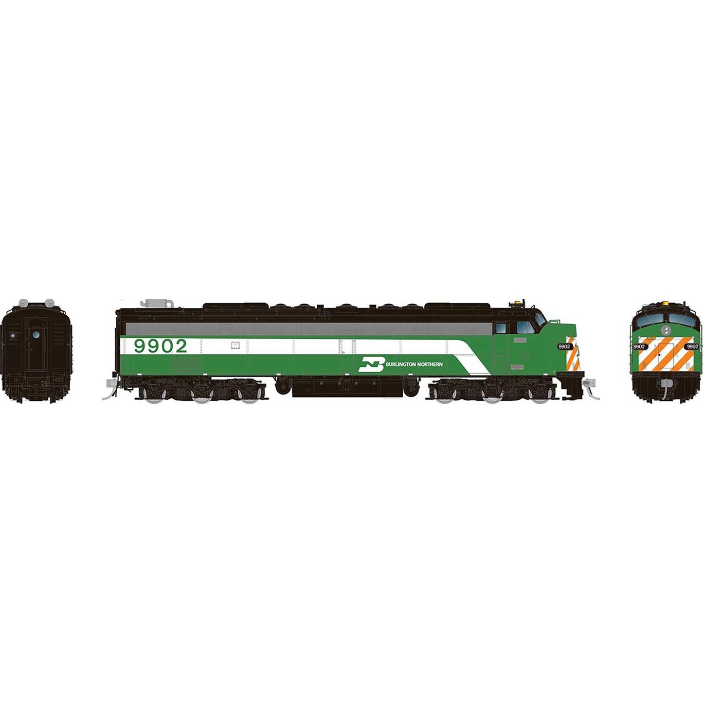 HO EMD E8A Locomotive with HEP Burlington Northern Green #9902 (RPI28310)