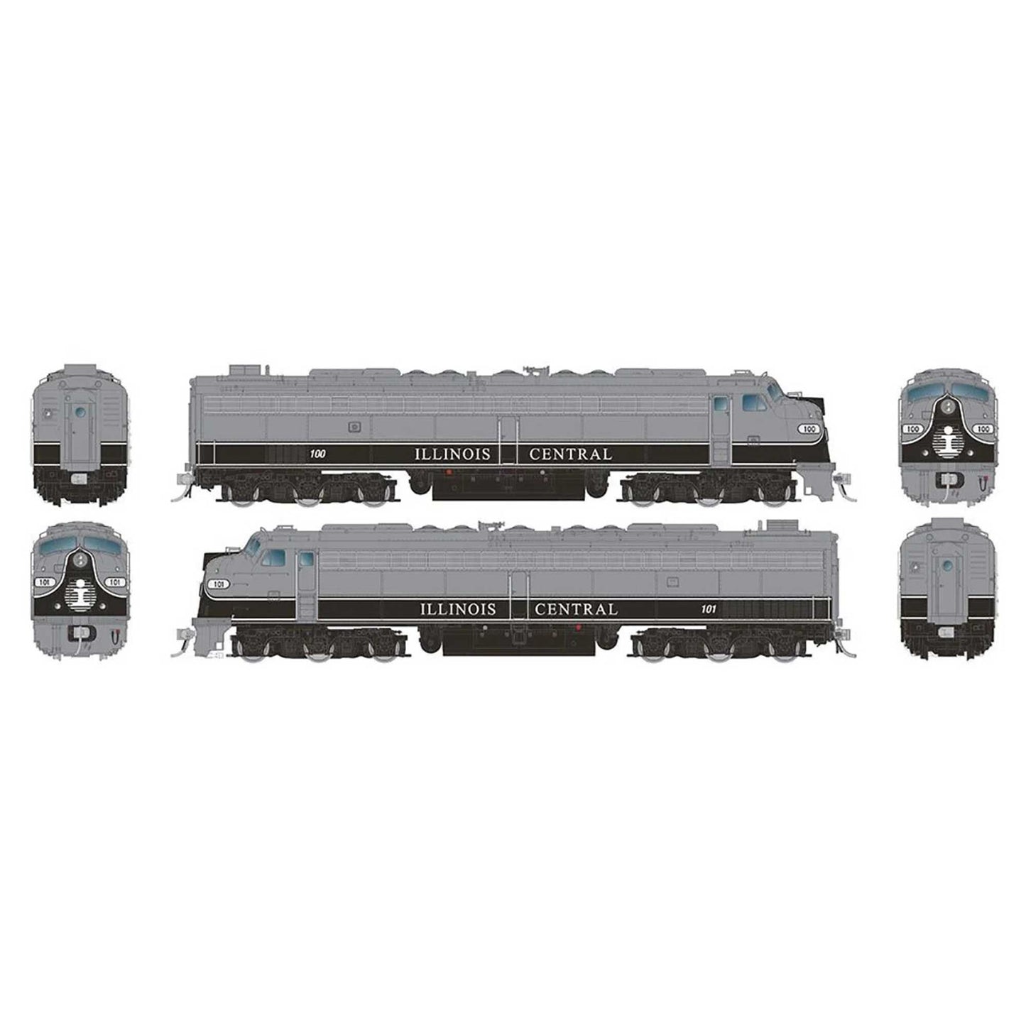 HO EMD E8A and E8A with HEP Locomotive Set with DCC and Sound, IC #100 and IC #101 (RPI28817)