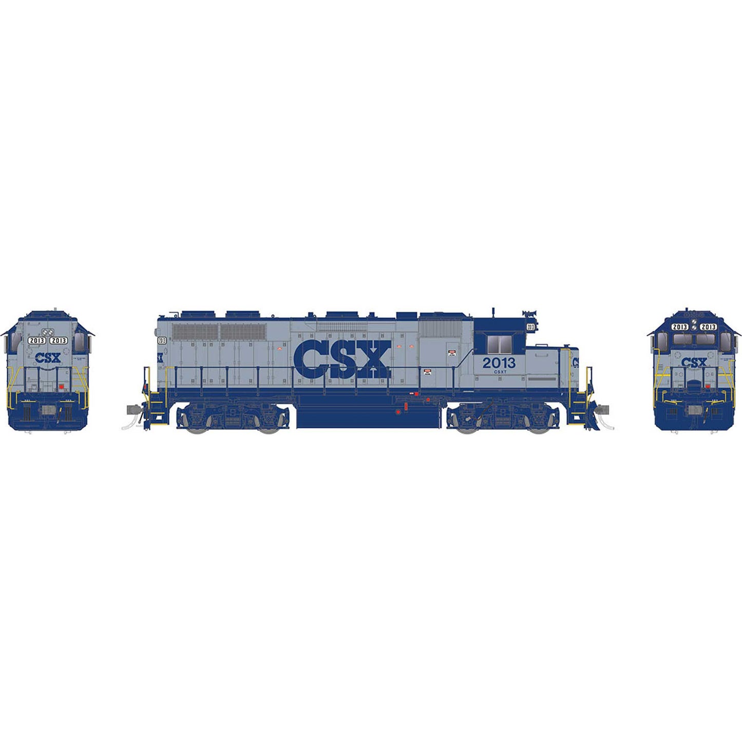HO EMD GP38 Locomotive with DCC and Sound CSX Grey Blue #2013 (RPI38511)