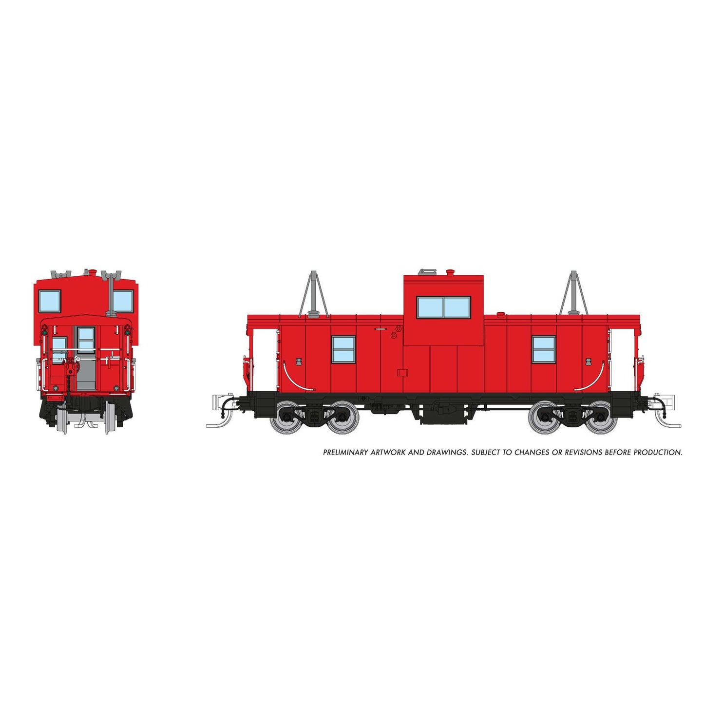 N Wide Vision Caboose Painted Unlettered Red (RPI510099)