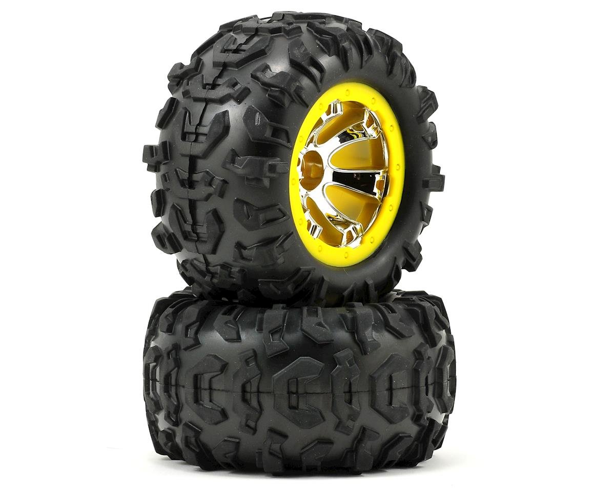 1/16 SUMMIT RIMS/TIRES YELLOW (TRA7276)