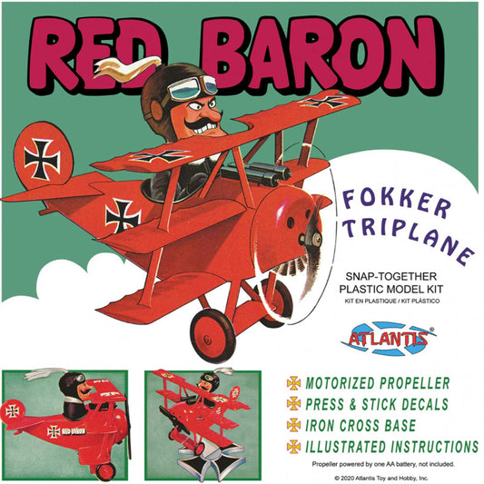 Red Baron Fokker Triplane with Motor Snap-Together Plastic Model Kit (AANM5903)