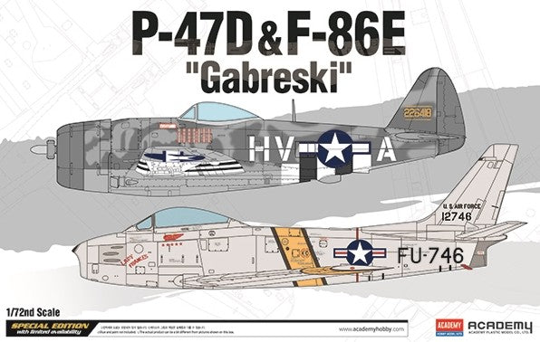 1/72 P47D & F84E Gabreski USAAF Fighter (2 Kits) Plastic Model Kit (ACY12530)