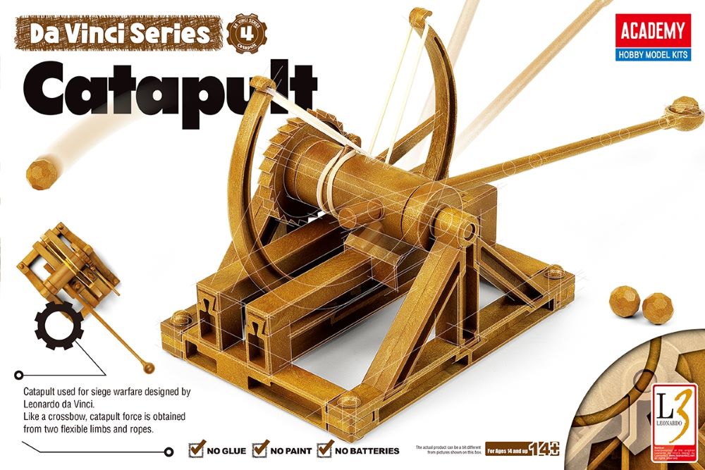 DaVinci Catapult (Approximately6.5"L) Snap-Together Plastic Model Kit (ACY18137)