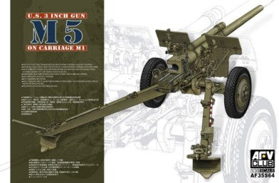 1/35 US 3-inch M5 Gun on M1 Carriage Plastic Model Kit (AFV35S64)