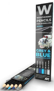 Weathering Pencils Grey and Blue Shading and Effects Set (5 Colors) (AKI10043)