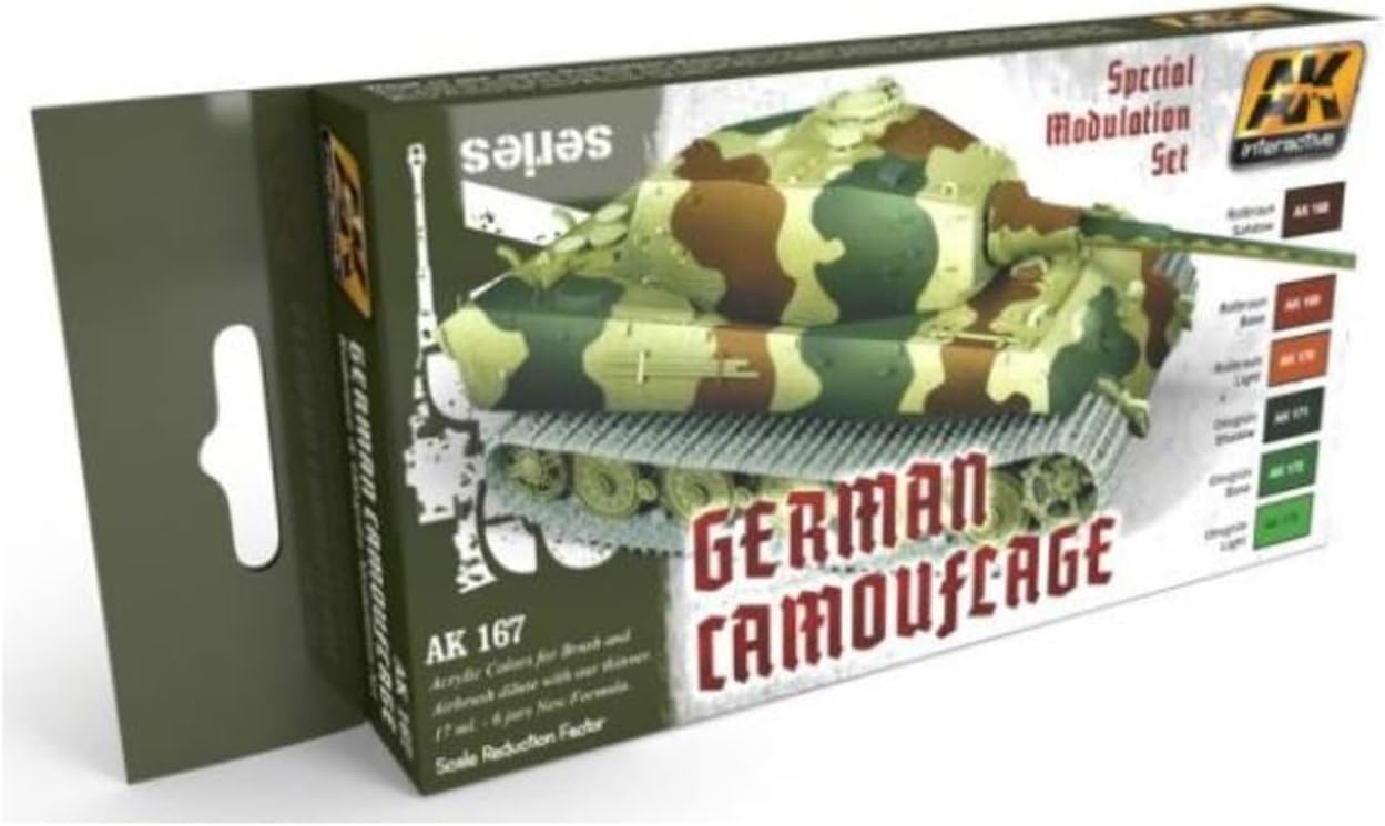German Camouflage Green & Brown Acrylic Paint Set 17ml Bottles (6) (AKI167)