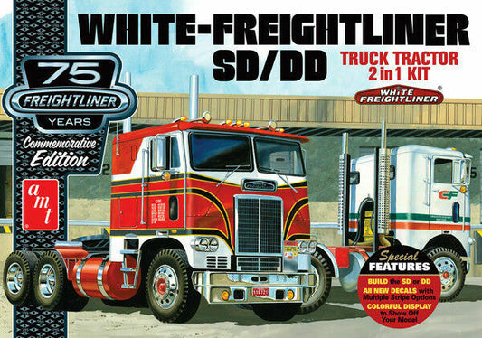 1/25 White Freightliner Single/Dual Tractor Plastic Model Kit (AMT1046)