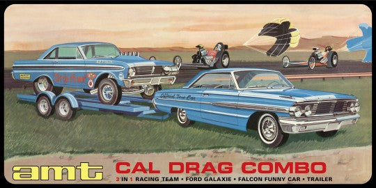 1/25 Cal Drag Combo 64 Galaxie AWB Falcon and Trailer Plastic Model Kit (AMT1223)