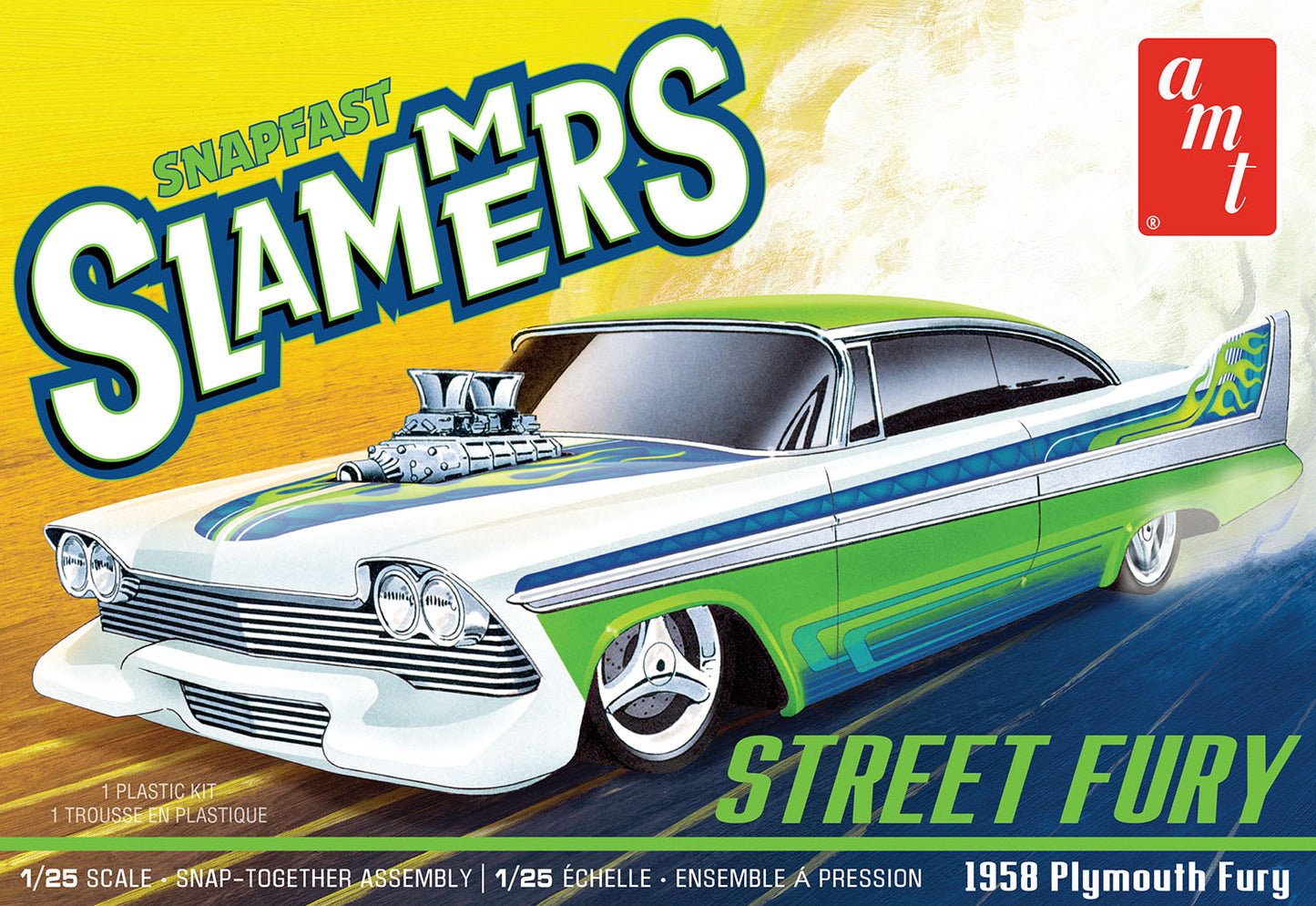 1/25 1958 Street Fury Plymouth Slammers Snap-Together Plastic Model Kit (AMT1226M)