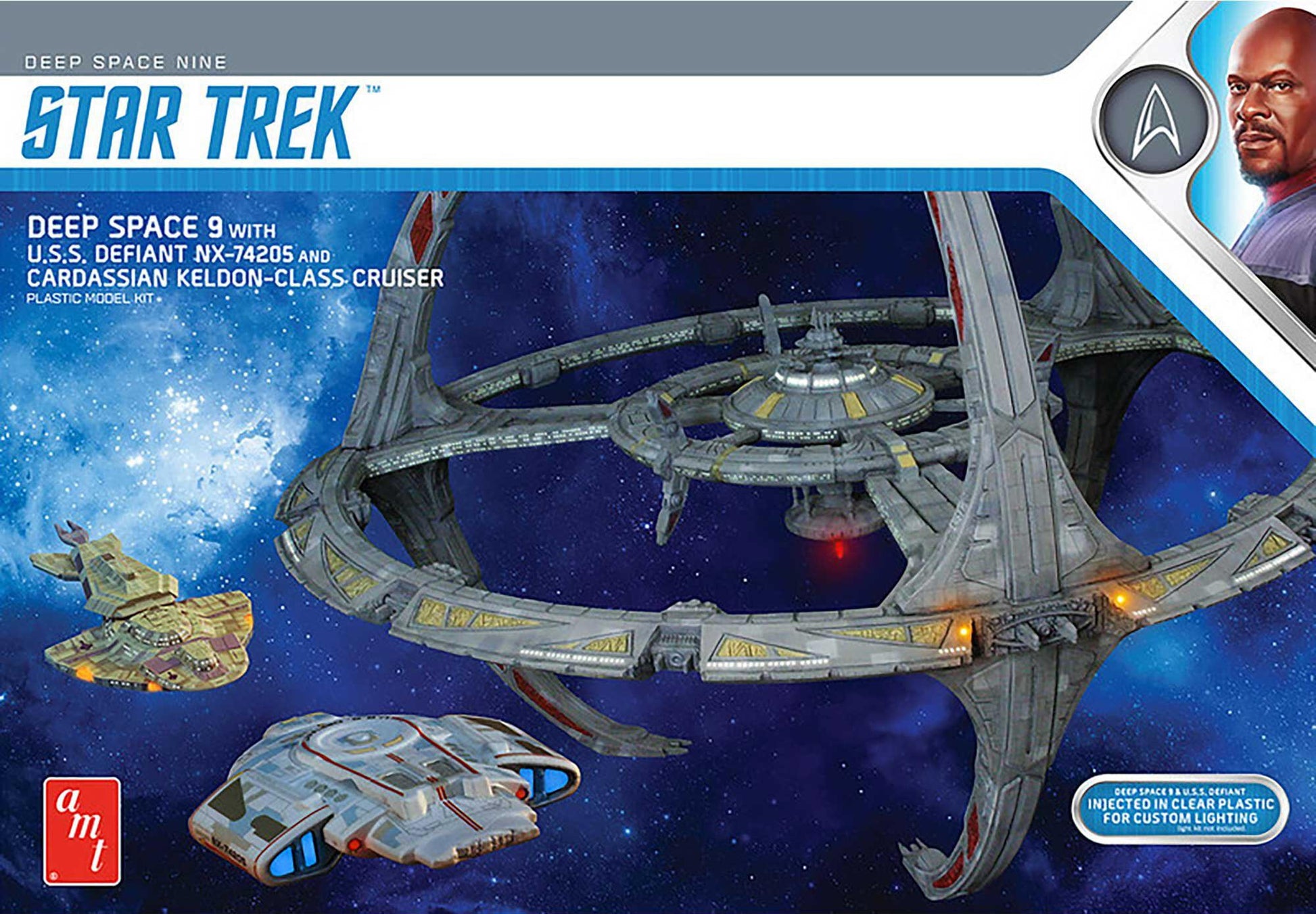 1/3300 Star Trek Deep Space Nine Clear Edition with U.S.S. Defiant NX-74205 and Keldon-Class Cruiser Plastic Model Kit (AMT1245)