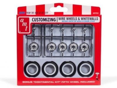 1/25 KH Wire Wheels & Whitewall Tires Pack Plastic Model Kit (AMTPP033)