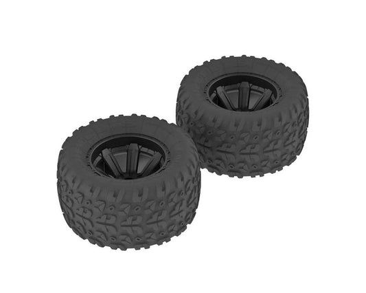 AR550014 Copperhead MT Tire/Wheel Glued Black (2) (ARAC9611)