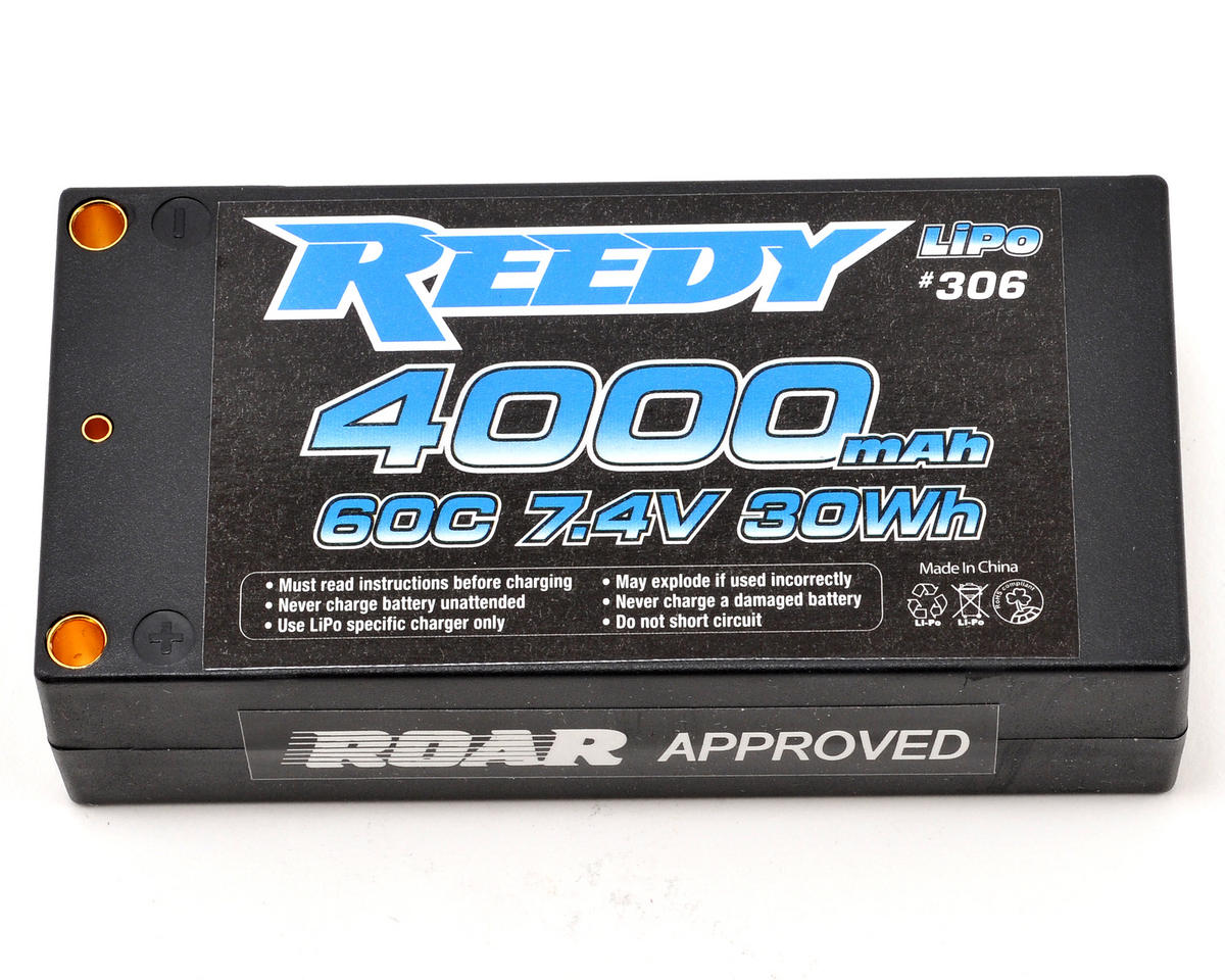 Reedy 4000mAh 7.4V 60C 2S Hard Case Shorty LiPo Battery Pack with 4mm Bullet Plugs (ASC306)