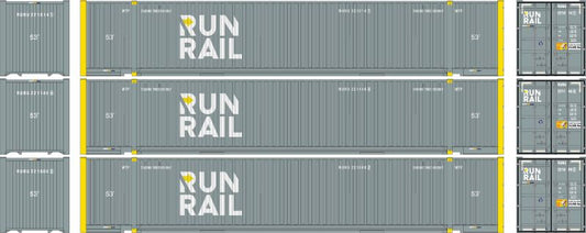 HO 53' Jindo Container, Run Rail (RUNU) - #2210141, #2211464, #2216092 (3) (ATH1174)