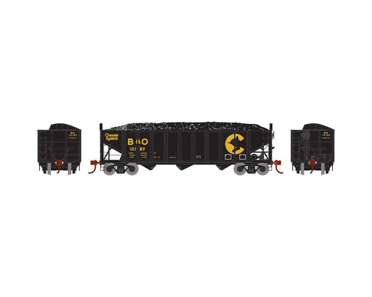 HO RTR 40' 3-Bay Ribbed Hopper with Load, B&O #10189 (ATH15153)