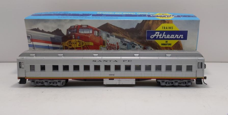 HO Santa Fe ATSF Silver Std Coach Clear Roof Car #3002 Kit (ATH2420)
