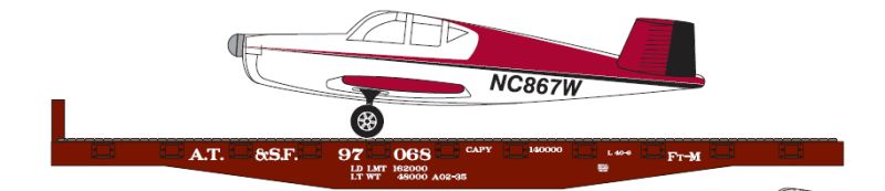 HO 40' Flat with Plane, Atchison, Topeka & Santa Fe (ATSF) #97068 (ATH96325)