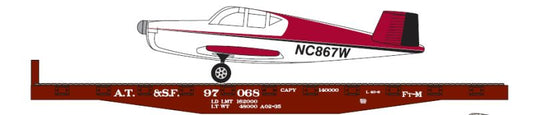 HO 40' Flat with Plane, Atchison, Topeka & Santa Fe (ATSF) #97068 (ATH96325)